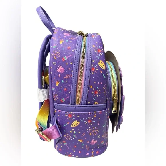LOUNGEFLY NWT 2025 Figment Disney Epcot Festival of the Arts Mini Backpack Bag - Picture 4 of 7